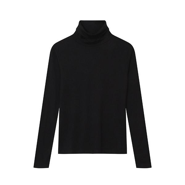 JAMBANGEE Женская) Высокошея футболка из спандекса (Slim Fit)_Am3Wts655-Bk
