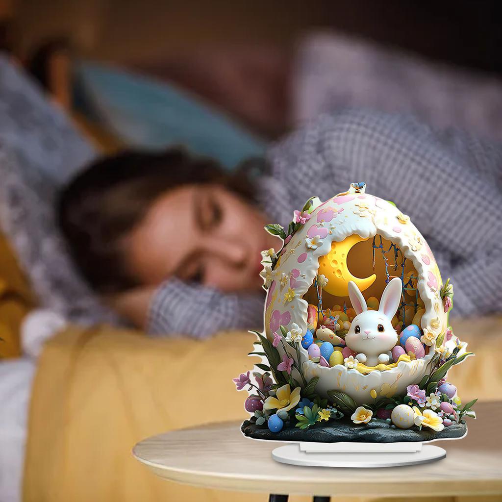 2D Плоские Пасхальные Яйца Милый Кролик Акриловые Настольные Украшения Украшения для Ношения Маленькое Рождественское Украшение