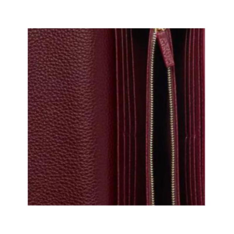Gucci GG Marmont gold double G hardware snap closure cow leather wallet women's black with red