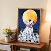 5D DIY Diamond Art Painting Kits for Adults, The Little Dog In The Moonlight Full Round Crystal Diamond Kits for Beginner for Home Wall Decorate