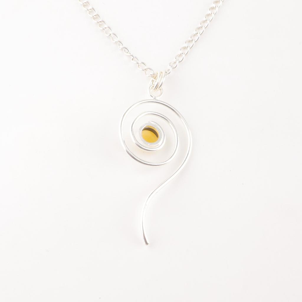 Yellow Cat's Eye Gemstone 925 Sterling Silver Jewelry Handcrafted Round Pendant PP-42-45