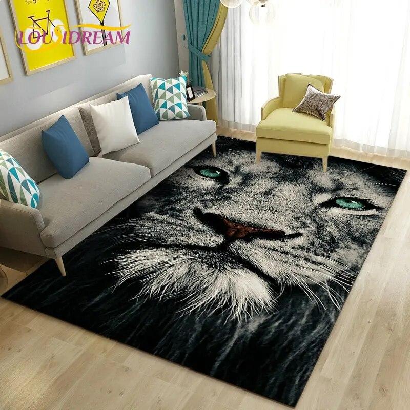 3D белый тигр, лев, леопард, волк, коврик, ковер для гостиной, спальни, диван, коврик для украшения, детские игры, нескользящий напольный коврик