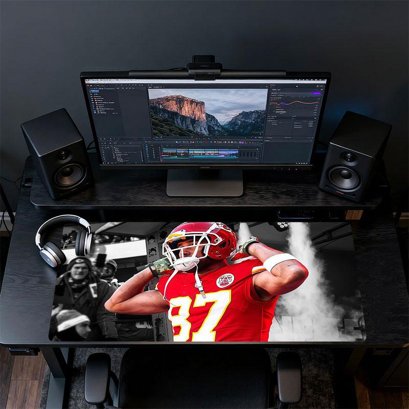 Travis Kelce Mouse Pad, Large Gaming Desk Mat, Non-slip XXL Mousepad for Laptop & Tablet, Mini PC Playmat with Stitched Edges