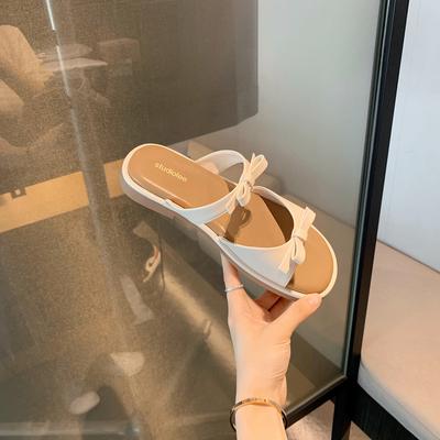 Омолаживающие мягкие подошвы с бантом, открытый носок, пляжные, универсальные, повседневные, крутые шлепанцы, женские, летние