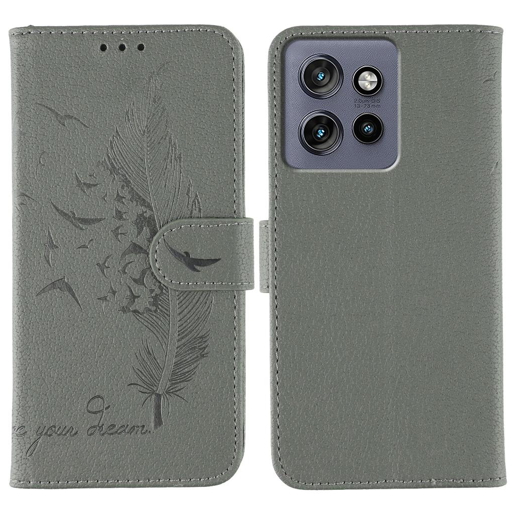 Phone Case For Motorola Edge 50 Neo 5G/Moto S50 5G/ThinkPhone 25 5G Feather Imprint PU Leather Wallet Cover