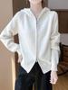Women's 100% Wool Double Zipper Hooded Knit Cardigan with Raglan Sleeves