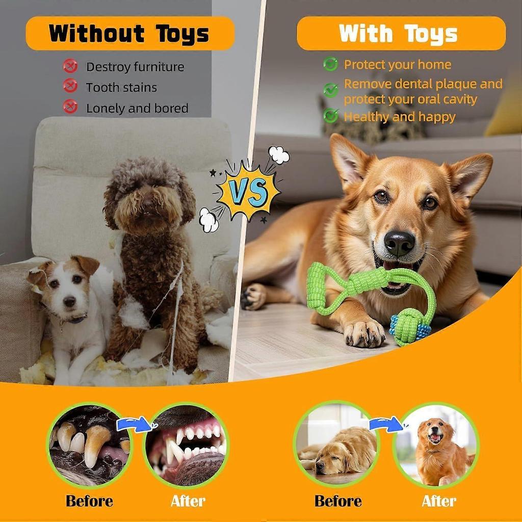 5 Pack Dog Rope Toys, Interactive Tough Chew Toys for Small and Medium Dogs, Clean Teeth and Relieve Boredom, Tug of War, Aggressive Chewers, Cotton R