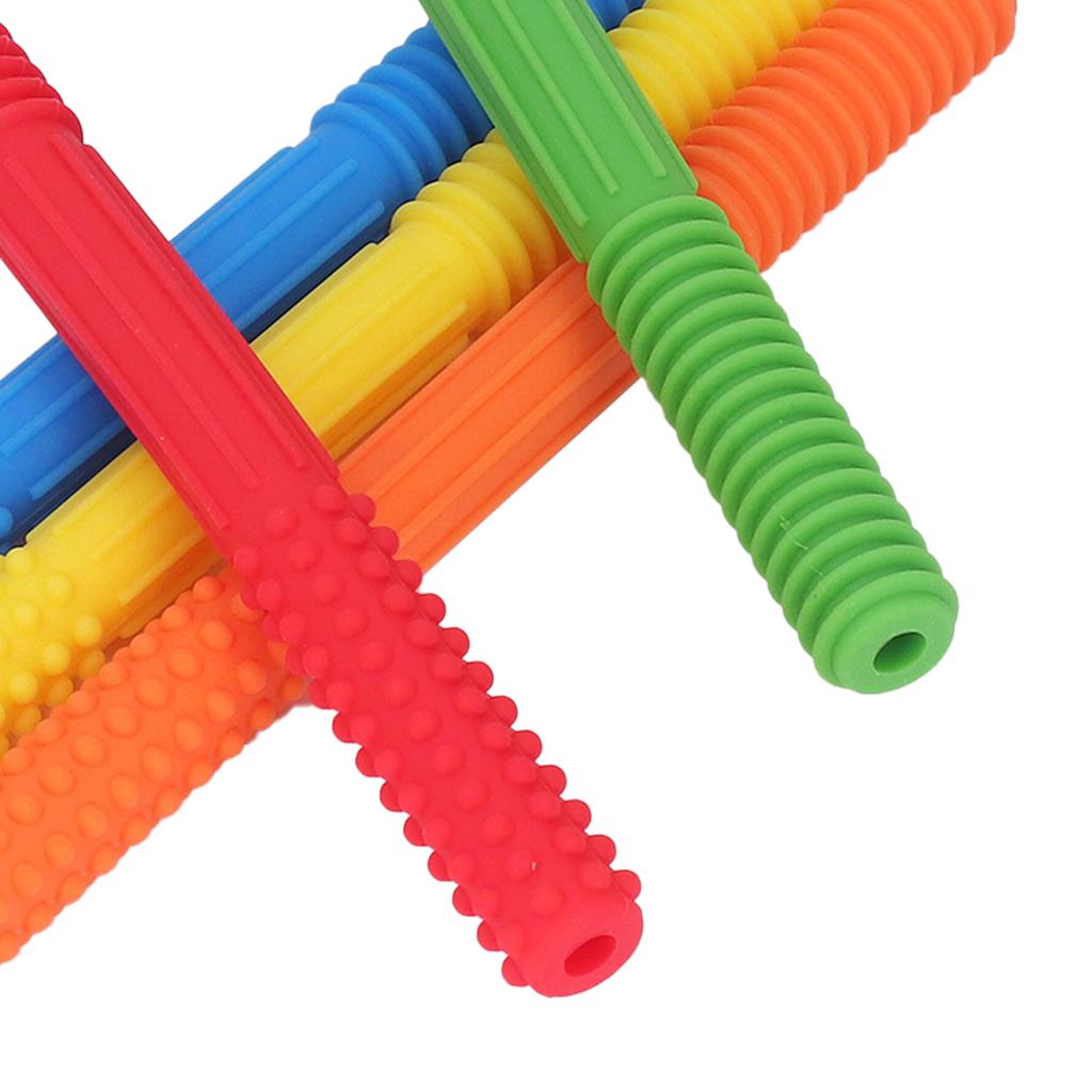 5 шт. Трубочки для прорезывания зубов у младенцев Игрушка Силиконовые Устойчивые к укусам 5 Цветов Детская Жевательная Трубочка для Младенцев Малышей Мальчиков и Девочек