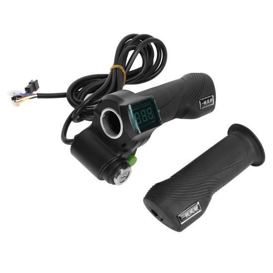 Одна пара руля дроссельной заслонки для электрического велосипеда с большой головкой, синий экран, 12 В - 99 В, ручка дроссельной заслонки для езды на велосипеде