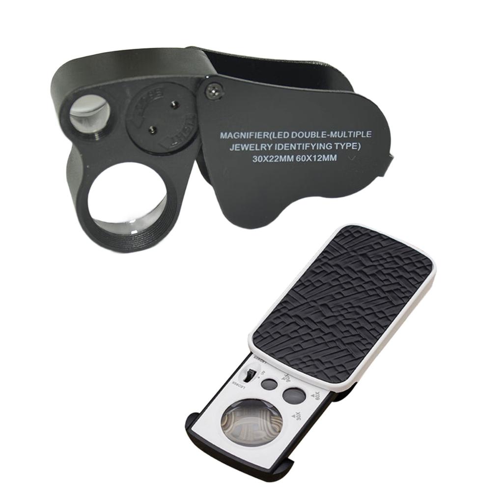 Portable Jeweler Loupe with LED Light Pocket Size Diamond Magnifier Compact Jewelry Magnifier for Jewelry Coins & Stamps