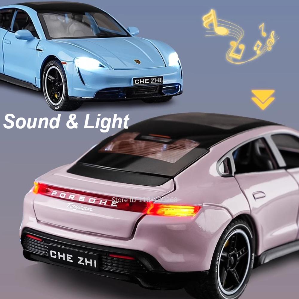 Scale 1:32 Taycan 911 GT3 Sports Car Model Toy Diecast Metal Sound Light Pull Back Miniature Vehicles Toys Collection Ornaments
