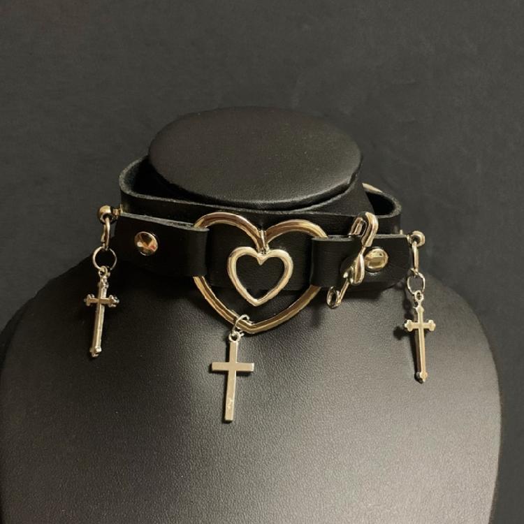 Кожаное Ожерелье Кулон Крест Ожерелье-чокер с Крестом для Женщин