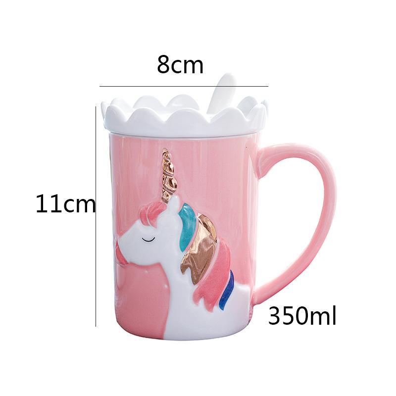 YOMDID Creative Unicorn Coffee Mug Practical Ceramic Cup Milk Coffee Tea Drinking Cups With Spoon And Crown Lid Drinkware 350ml