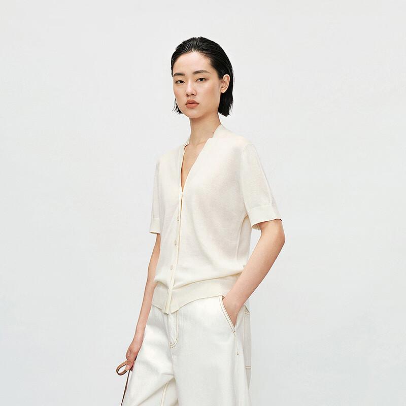 КАРДИГАН ИЗ КАШЕМИРА С КОРОТКИМ РУКАВОМ И V-ОБРАЗНЫМ ВЫРЕЗОМ ЛЕТО 2025