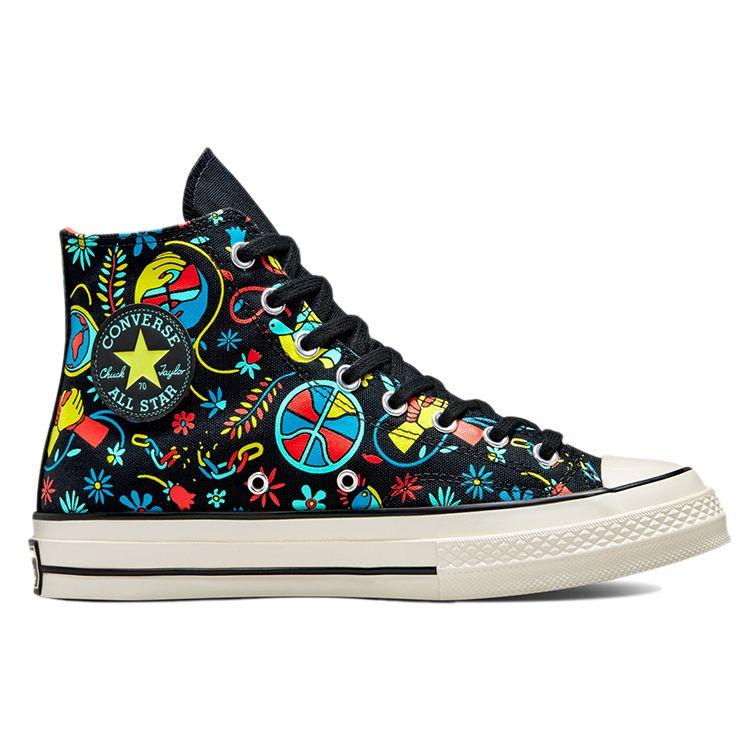 Converse Кроссовки унисекс Chuck 70 High Peace & Unity, разноцветные, черные, с блеском мака 172259C