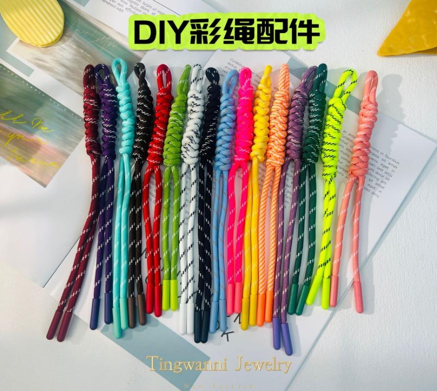 Hand-woven Color Bag Hanging Mobile Phone Lanyard Fashionable Handmade DIY Braided Rope Pendant Diamond Knot Keychain