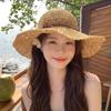 Пляжная соломенная шляпа в holiday-стиле, с бантом, шляпа-рыбачок, детская летняя новая, пляжный козырек от солнца, широкополая, плетеная из травы