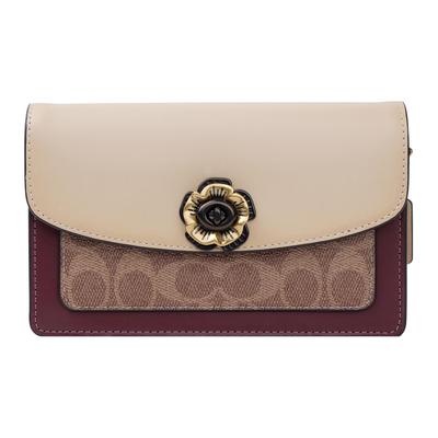 Parker 18 Camellia Поворотный замок Color Block Фирменный принт Покрытый холст и кожа Цепочка Наплечная сумка Женская сумка через плечо 1680-B4QVB