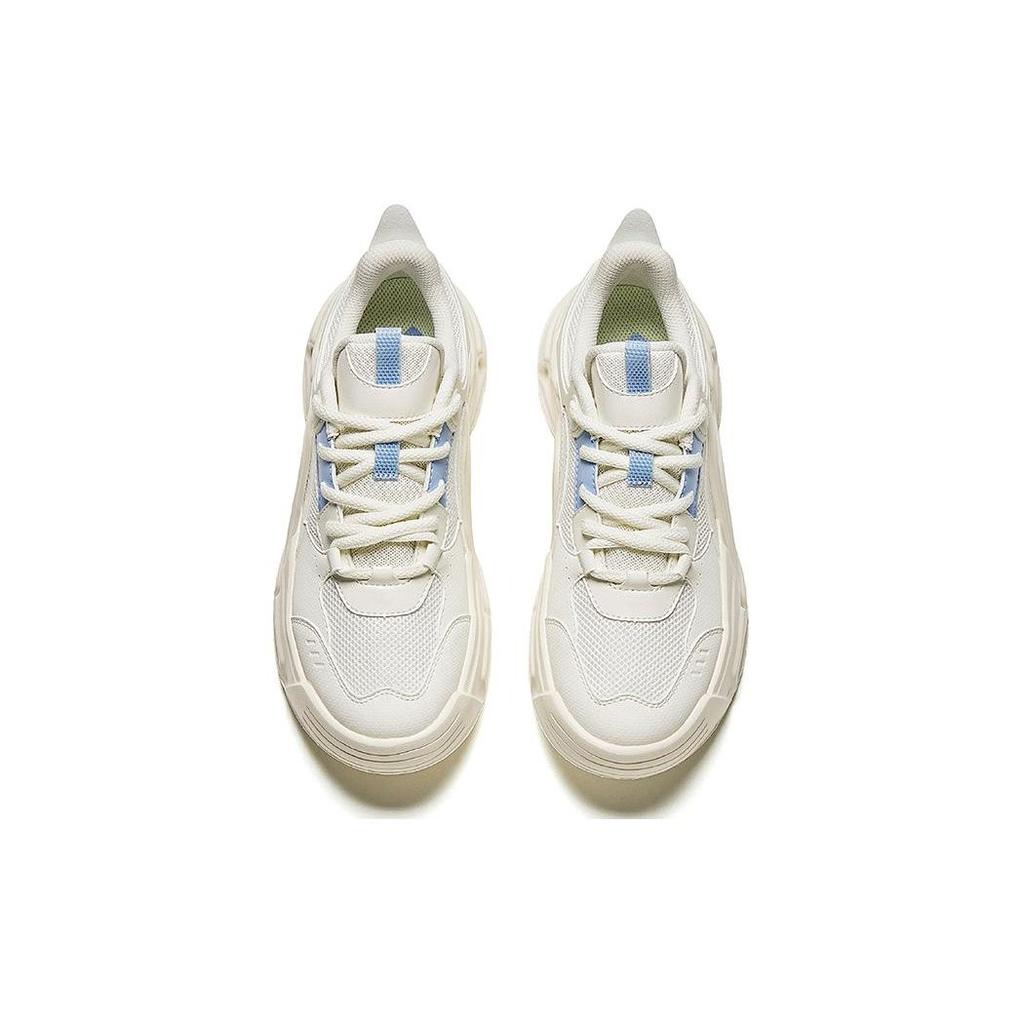 Anta Rabbit Retro Height Increasing Thick Sole Low Top Casual Shoes Women Sneaker White Blue 922428821-4