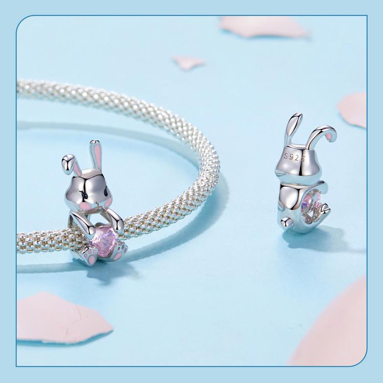 Yinziyun Sterling Silver Easter Egg Rabbit Bracelet Kit with S925 Beads and Spacers