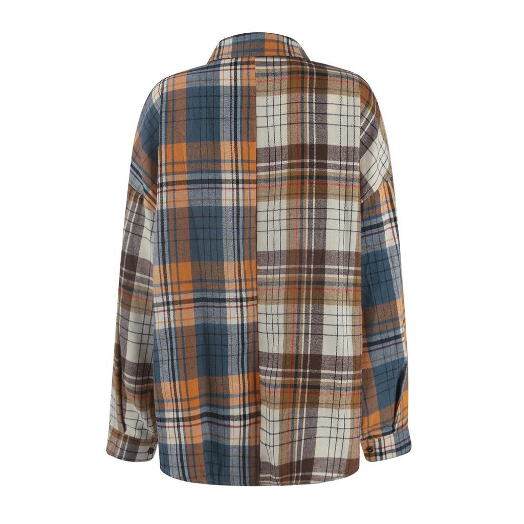 Женская модная клетчатая рубашка с длинным рукавом и карманом на пуговицах