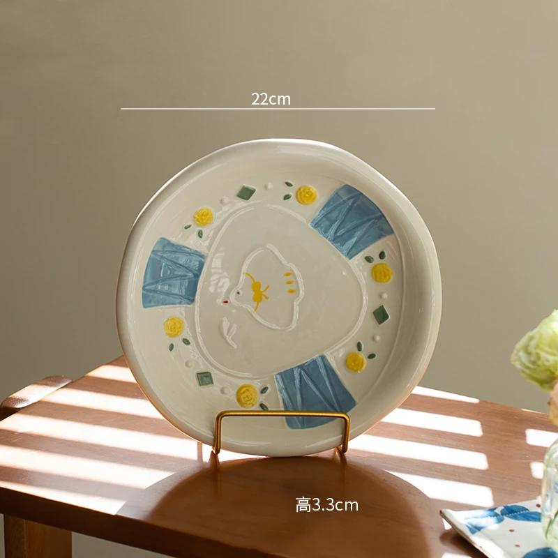 Творческая нестандартная керамическая тарелка Милые мультяшные изысканные обеденные тарелки Послеобеденный чай Десерт Фрукты Тарелка Завтрак Салатницы
