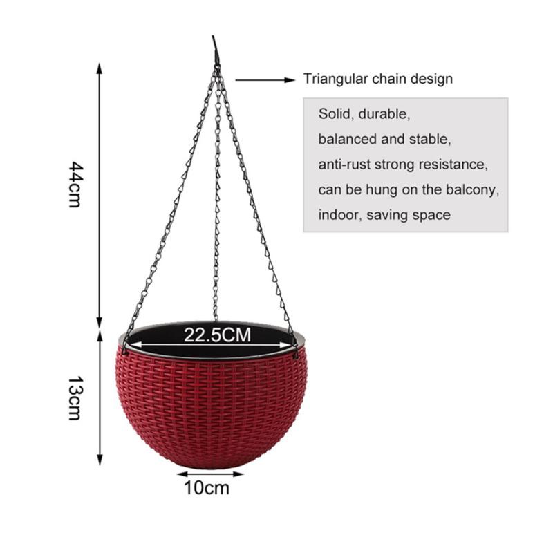 CANXING Подвесная корзина Imiatino Цветочный горшок с виноградной лозой Круглый садовый кашпо из смолы с треугольной цепью