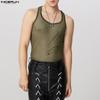Men Round Neck Sleeveless Mesh Sheer Racerback Fitted Tank Tops