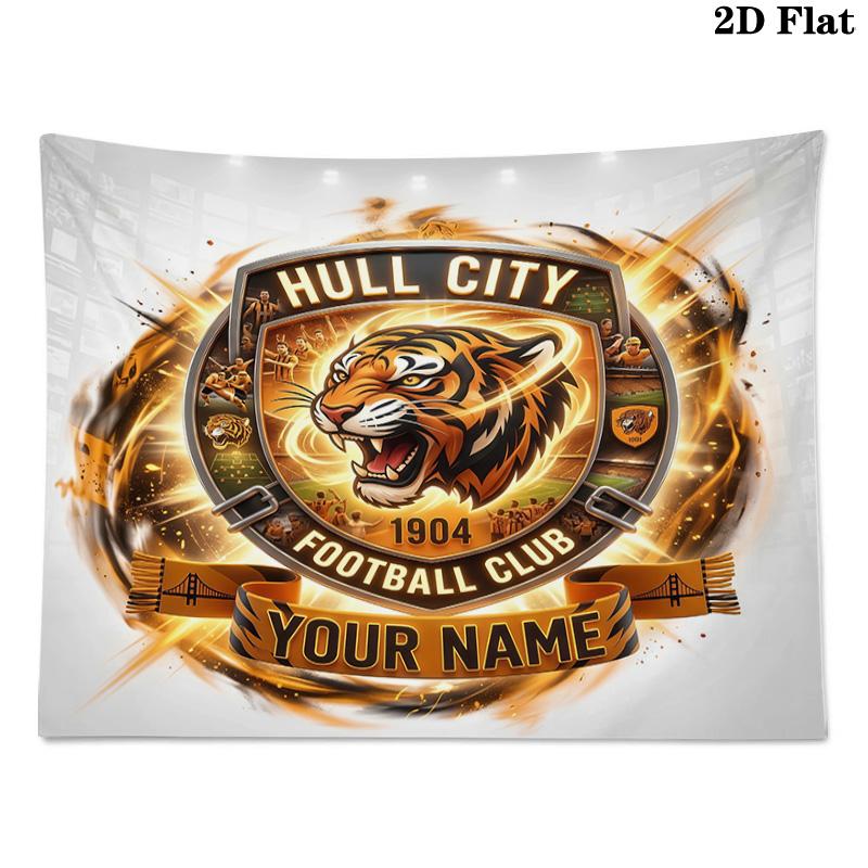 Custom Name Hull City2 Printed Tapestry – Wall Hanging for Bedrooms, Dorms, and Home Decor