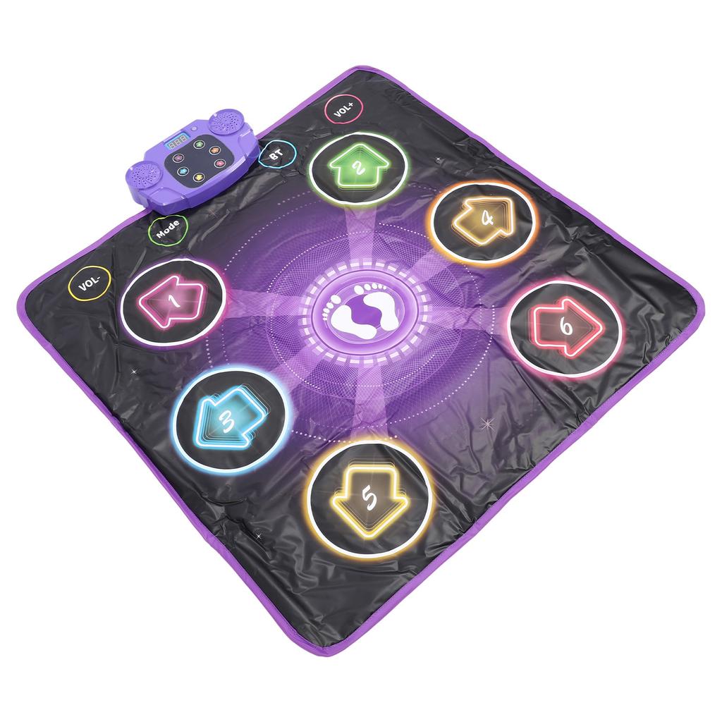 Light Up Dance Mat Toy for Kids Wireless Bluetooth Built In Music Adjustable Volume 6 Buttons Anti S