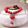 Authentic Red Cinnabar Bracelet with Fu Coin Peace Lock Bead – Women's Gift