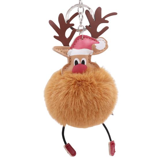 Рождественский брелок в виде оленя Милый брелок с помпоном в виде северного оленя из искусственного меха