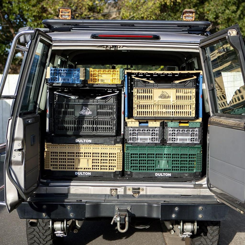 Dulton Folding Shopping Basket 30L CAR Bicolor Foldable Basket Easy To Carry Lightweight Height 31cm Width 48cm Depth 28cm Black/Silver "FOR LIFE"