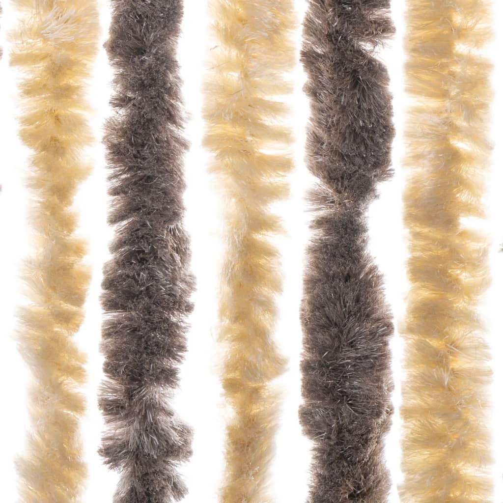 Fly Screen Curtain Dark Brown and Beige 90 x 200 cm Chenille