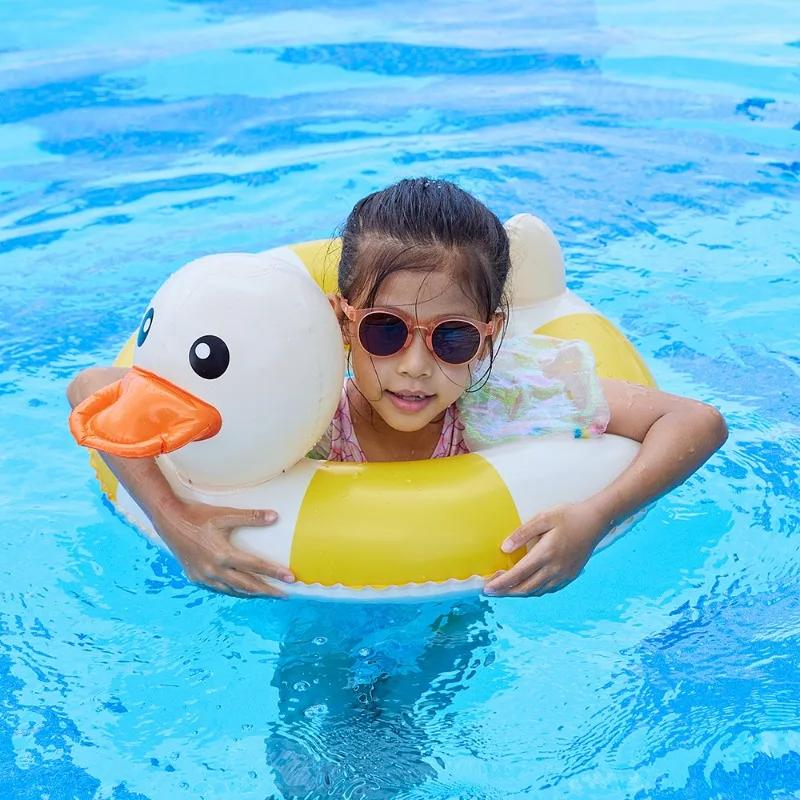 Striped Duck Baby Inflatable Toys Cartoon PVC Thickened Swimming Ring Summer Pool Beach Inflatable Floating Water Toys