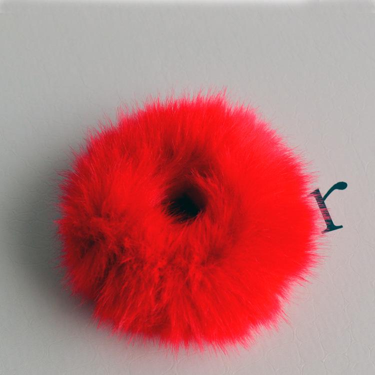 Резинка для волос в корейском стиле с цветком из искусственного кроличьего меха - Плюшевый помпон, эластичная резинка