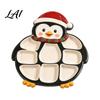 Snack Container for Dormitories Christmas Serving Tray Divided Holiday Appetizer Platter Cute Snowman/Tree/Penguin/Cow Shaped Party Supplies