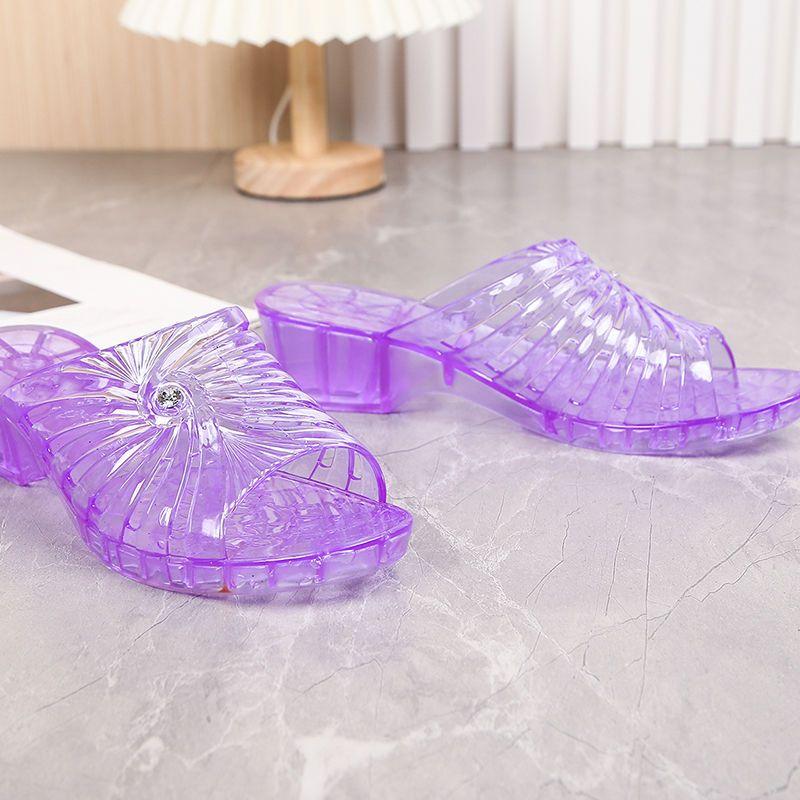 Модные крутые шлепанцы для женщин летом, противоскользящие, толстые, пластиковые, для улицы, прозрачный клиновидный каблук, увеличение роста