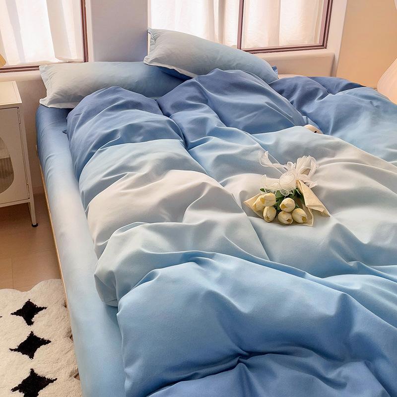 Утолщенный потертый комплект из четырех предметов, осенне-зимний комплект из хлопка из 4 предметов, простыня, пододеяльник, комплект наволочек, постельное белье.