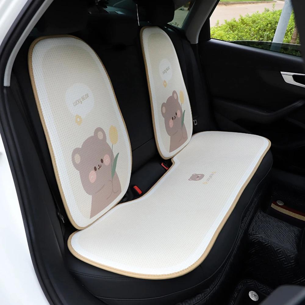 Защитный коврик Летняя дышащая подушка на сиденье Кролик узор Автомобильная подушка из ледяного шелка Автомобильные товары для интерьера