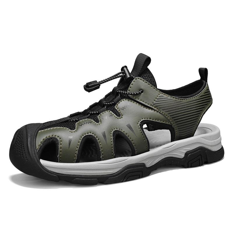 Мода 2025 Сандалии мужские из натуральной кожи Высококачественные Удобные Уличные Нескользящие Пляжные туфли Кроссовки Горячая распродажа Мужская обувь для ходьбы и путешествий