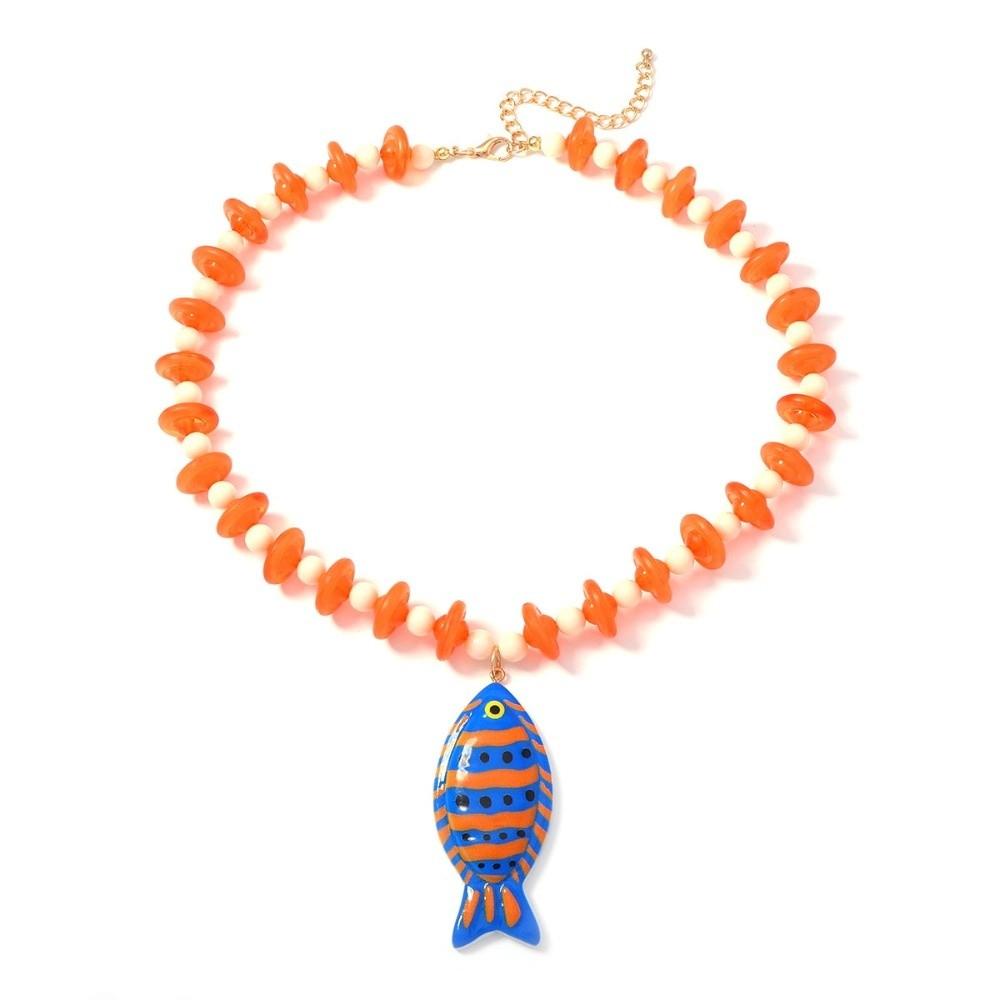 Starfish Shell Charm Fish Starfish Pendant Necklace Colorful Beads Boho Necklace Jewelry Gifts