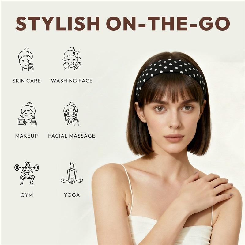 Wave point versatile wide edge elastic knitted fabric headband for women