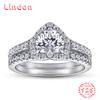 Lindon Classic 925 Sterling Silver Zircon Ring Ladies Jewelry Wedding Promise Party Gift