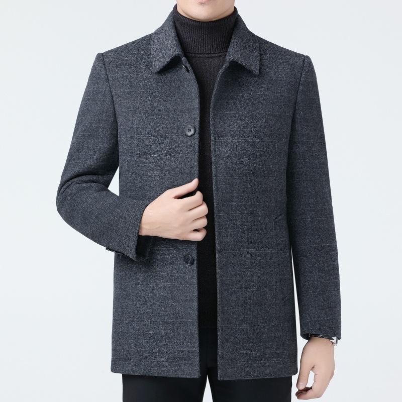 New High-end Double-sided Cashmere Coat for Men with Removable Down Lining, Mid-length Woolen Wool Thick Lapel Coat