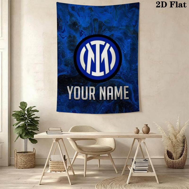 Custom Name Inter Milan Wall Tapestry Aesthetic Wall Hanging Printed Fabric Blanket Decorative Tapestries for Bedroom Living Room Home Decor