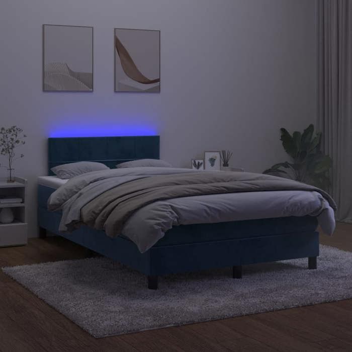 Maison Exclusive - Sommier à lattes de lit avec matelas LED Bleu foncé 120x200 cm