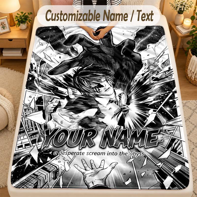 Flannel BlanketDeath Note Custom Name Text Personalized Soft Warm Throw Blanket Home Decor Gift