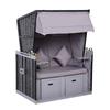 Beach Chair for 2 People with Reclining Backrest Grey 118 X 79 X 150cm