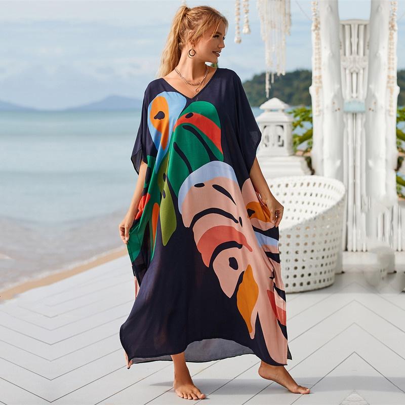 Cotton Long Beach Dress Cover-Ups for Women Pareo De Plage Swimsuit Cover Up Beach Sarongs Swimwear Kaftan Beachwear EMA